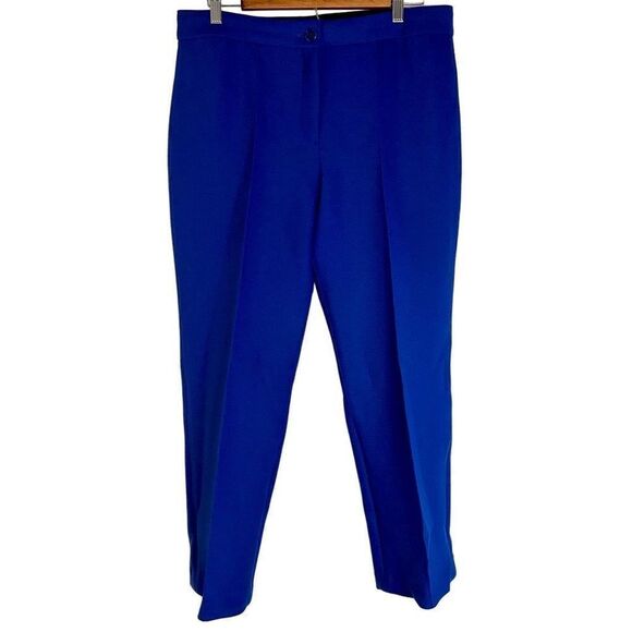 Theory Cardinal Trousers Wool Blend Cosmic Blue Straight Leg Womens 12 Career - Picture 12 of 13